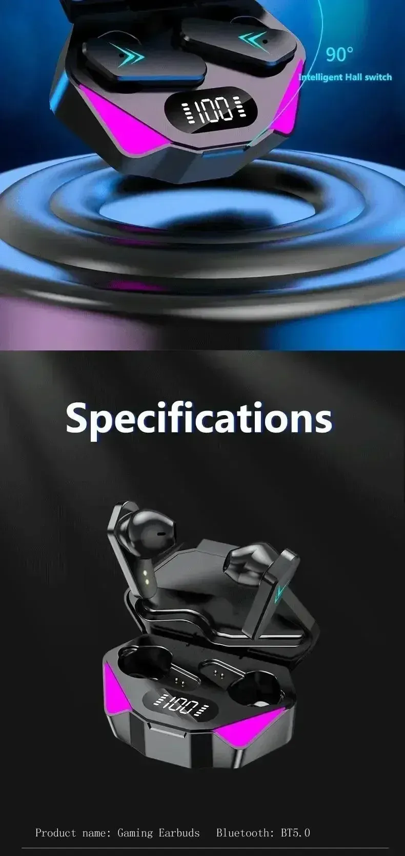 Original TWS Wireless Bluetooth Earbuds for Gamers, Low Latency 65ms Gaming Headphones, Noise Cancelling In-Ear Headset Compatible with Smartphones showcase 11