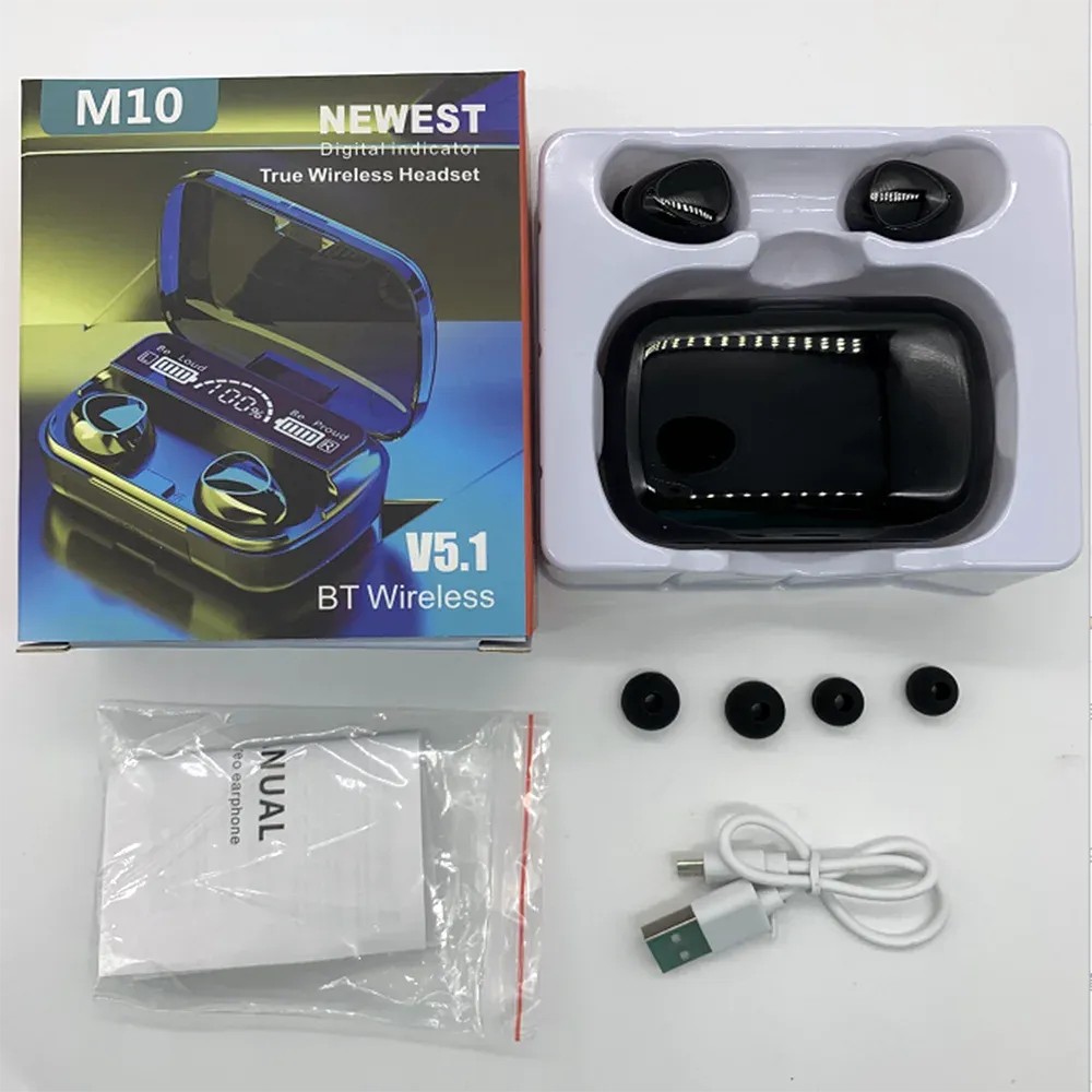 M10 Wireless Earbuds with Power Bank Charging Case, Bluetooth 5.3 Hi-Fi Stereo Sound Earphones, Noise Cancelling Comfortable Fit for Sports, Gaming, Music thumbnail 1
