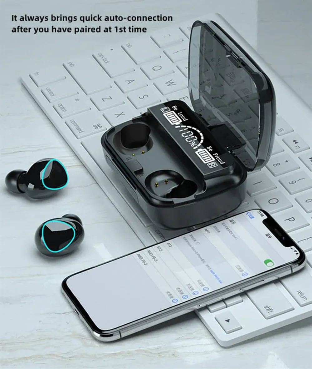 M10 Wireless Earbuds with Power Bank Charging Case, Bluetooth 5.3 Hi-Fi Stereo Sound Earphones, Noise Cancelling Comfortable Fit for Sports, Gaming, Music thumbnail 4