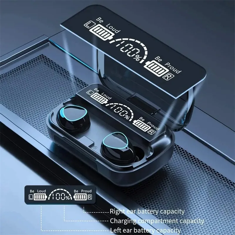 M10 Original Wireless Bluetooth Headphones with Mic, LED Display Earbuds & Charger Box - True Wireless Stereo Earphones for Calls & Music thumbnail 1