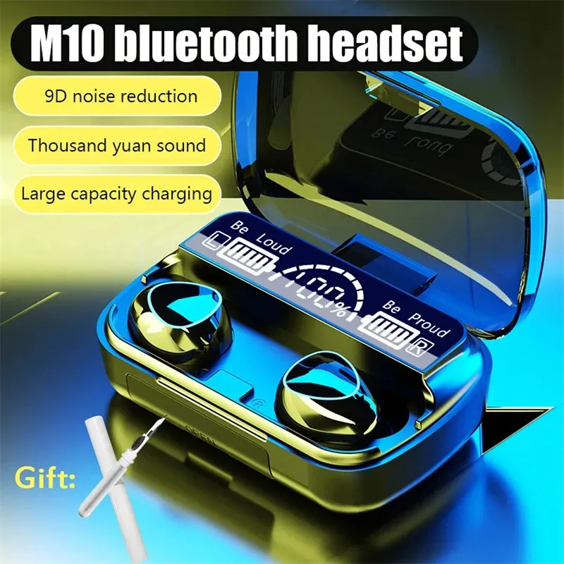 M10 Original Wireless Bluetooth Headphones with Mic, LED Display Earbuds & Charger Box - True Wireless Stereo Earphones for Calls & Music showcase 1