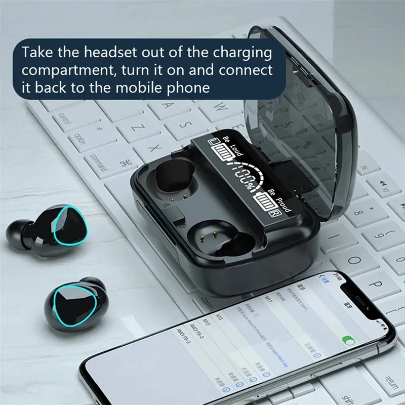M10 Original Wireless Bluetooth Headphones with Mic, LED Display Earbuds & Charger Box - True Wireless Stereo Earphones for Calls & Music showcase 12