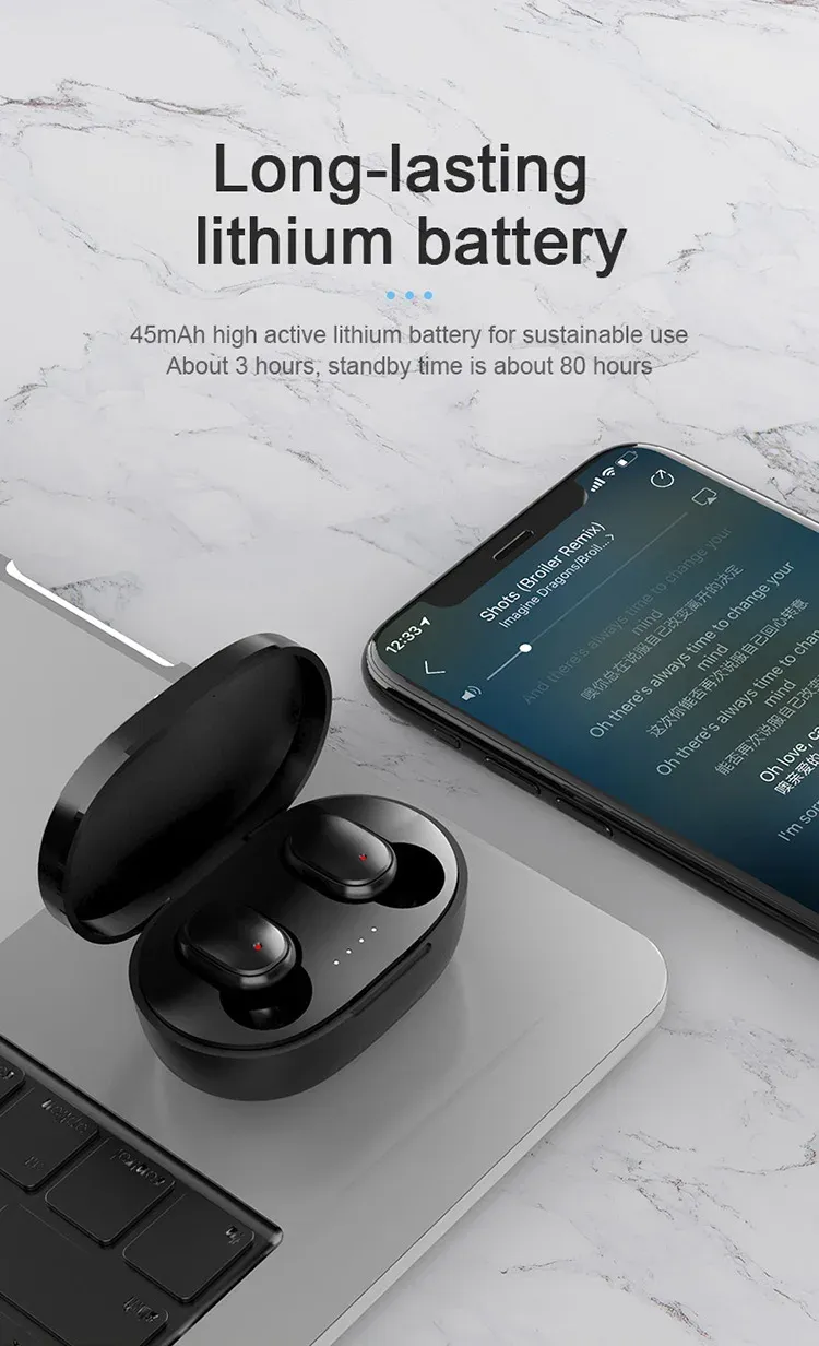 Original A6S TWS Wireless Earbuds Bluetooth 5.0 Headphones with Charging Case, Sport Stereo In-Ear Earphones for Xiaomi, Huawei, iPhone showcase 2