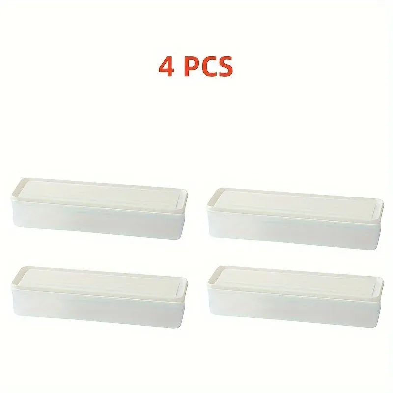 4 Pcs Long Rectangular Food Storage Containers, Reusable Plastic Refrigerator Organizer Boxes, Kitchen Food Storage Accessories for Fridge and Pantry thumbnail 6