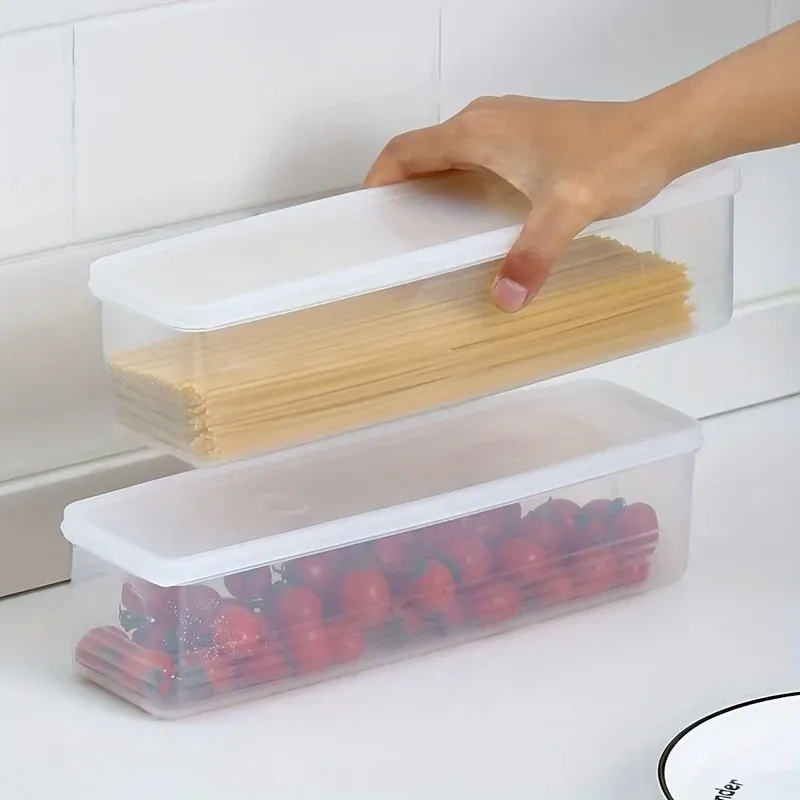 4 Pcs Long Rectangular Food Storage Containers, Reusable Plastic Refrigerator Organizer Boxes, Kitchen Food Storage Accessories for Fridge and Pantry thumbnail 5