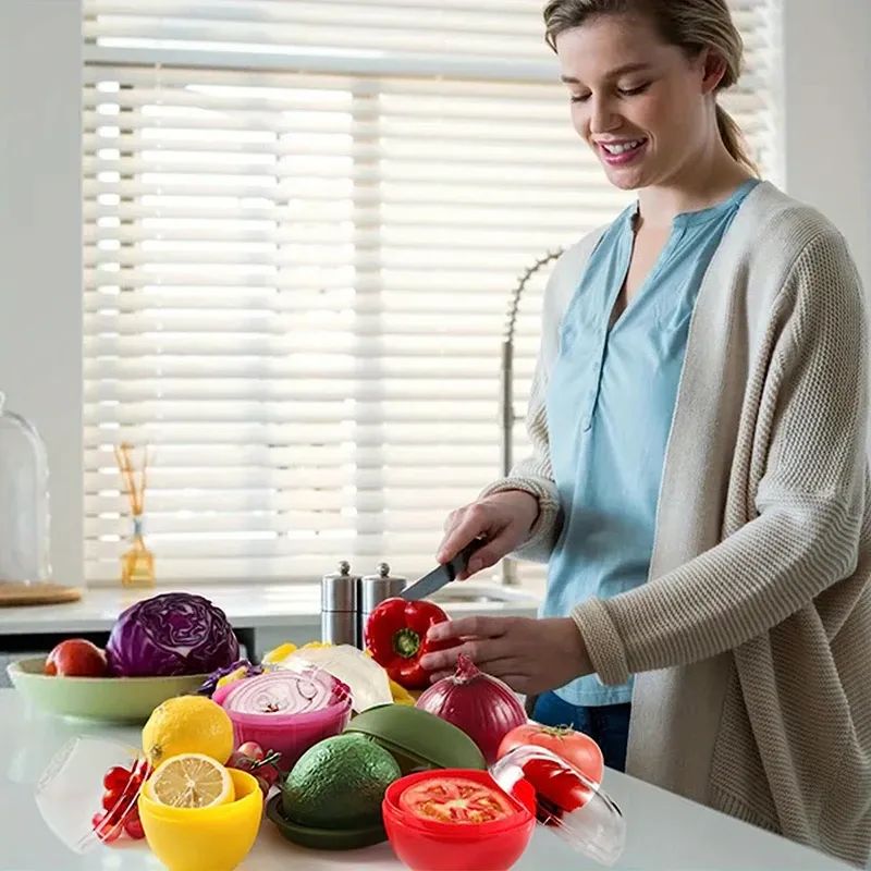 Creative Food Storage Containers for Kitchen - Sealed Plastic Crisper Organizer for Vegetables, Fruits, Onions, Garlic, and Green Peppers - Reusable & Odor-Trapping Fridge Saver thumbnail 5