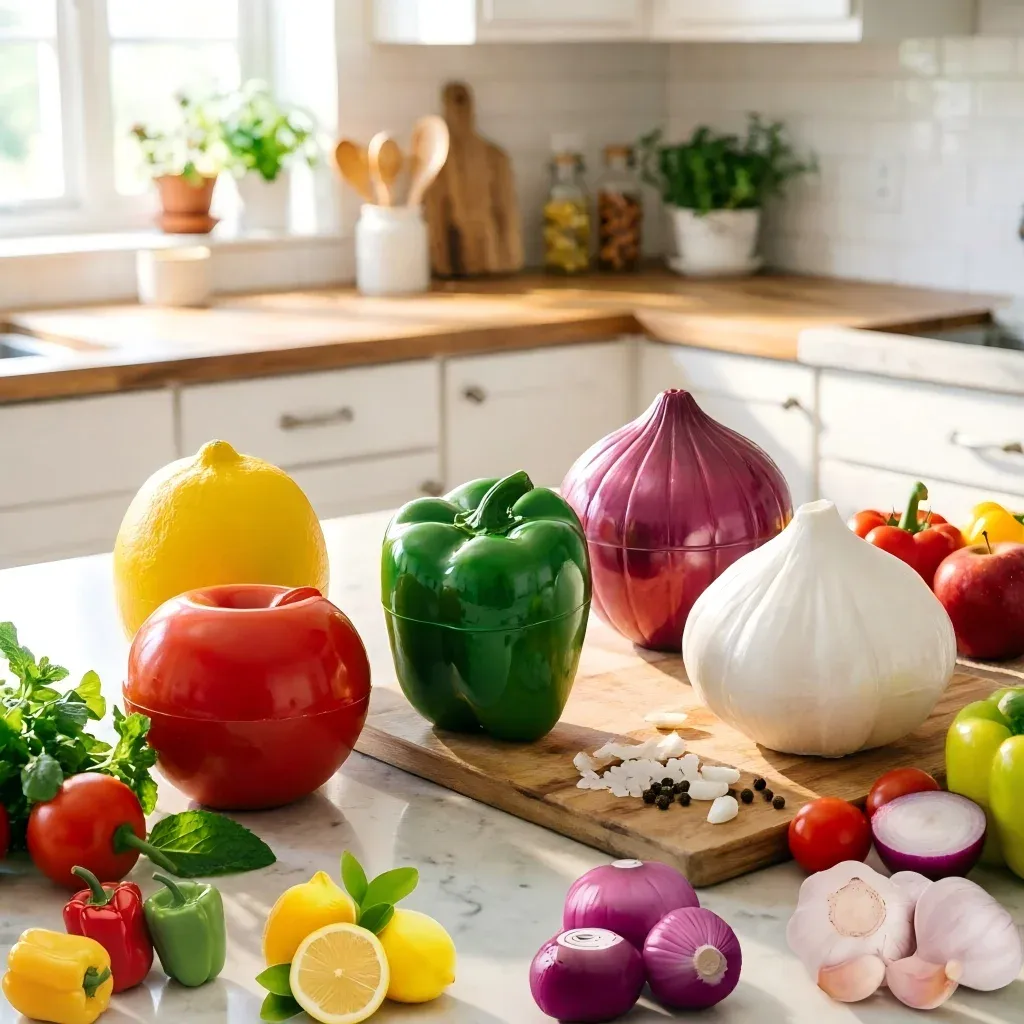 Creative Food Storage Containers for Kitchen - Sealed Plastic Crisper Organizer for Vegetables, Fruits, Onions, Garlic, and Green Peppers - Reusable & Odor-Trapping Fridge Saver showcase 1