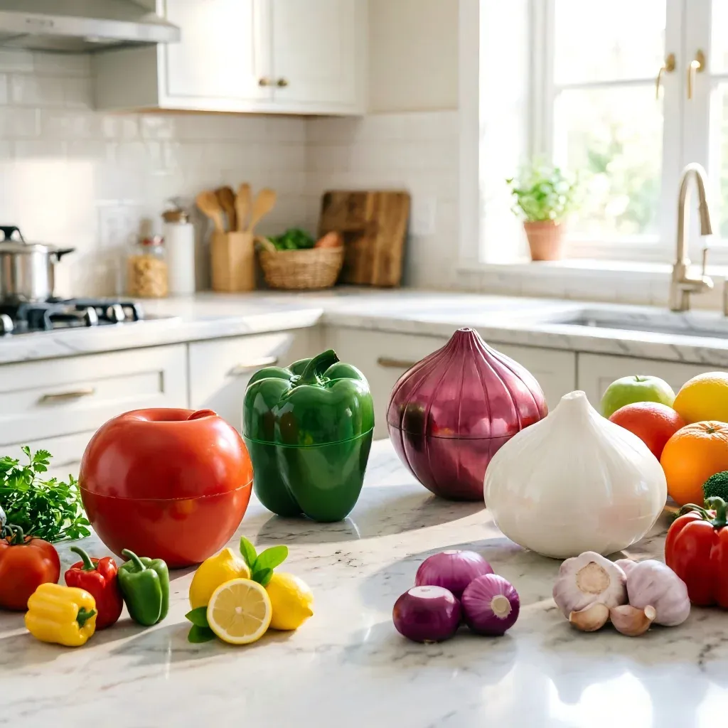 Creative Food Storage Containers for Kitchen - Sealed Plastic Crisper Organizer for Vegetables, Fruits, Onions, Garlic, and Green Peppers - Reusable & Odor-Trapping Fridge Saver showcase 2