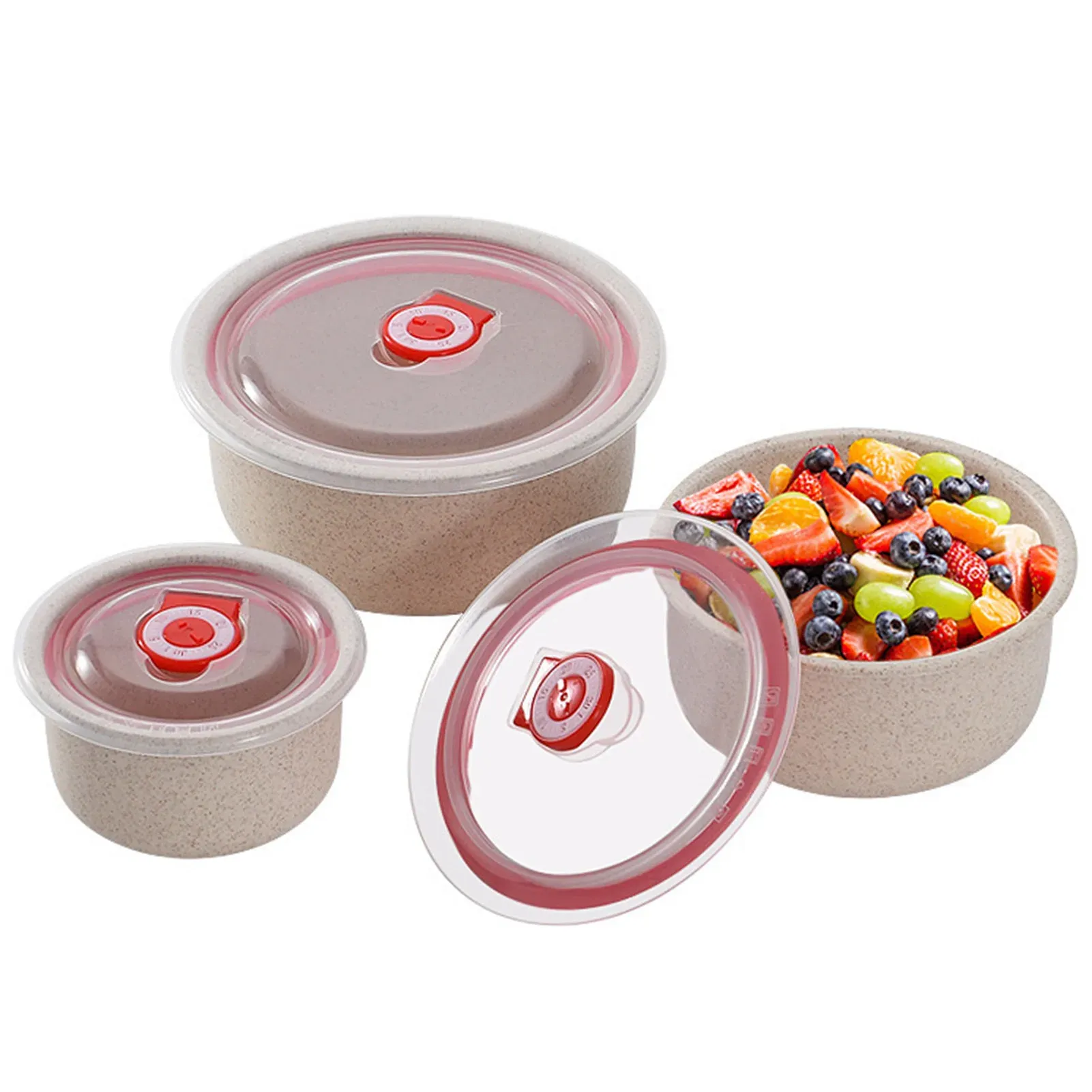 3-Piece Wheat Straw Bento Box Set - Leak-Proof, Airtight Food Storage Containers for Meal Prep, Kitchen, Picnic, Takeout - Eco-Friendly & Microwave Safe thumbnail 5