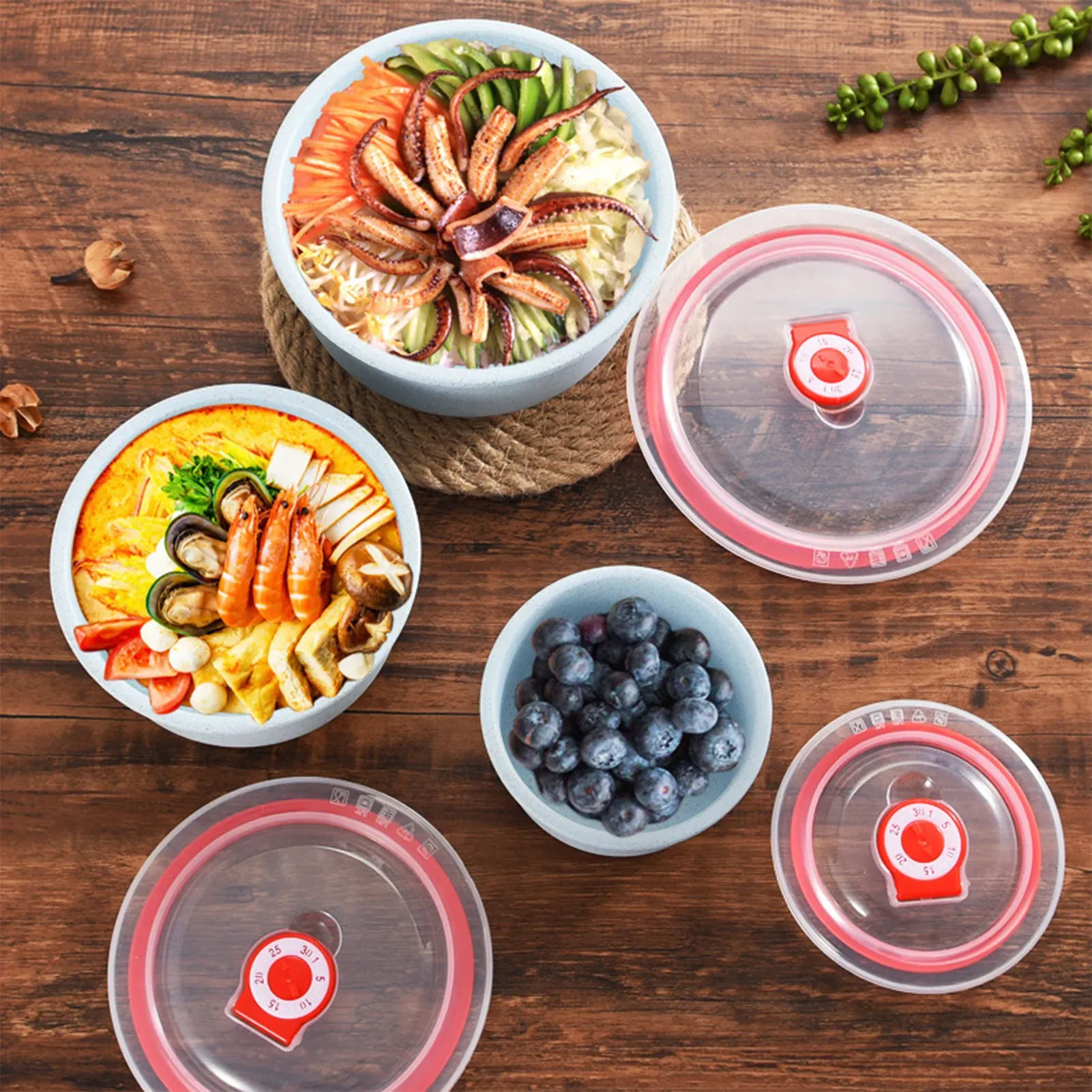 3-Piece Wheat Straw Bento Box Set - Leak-Proof, Airtight Food Storage Containers for Meal Prep, Kitchen, Picnic, Takeout - Eco-Friendly & Microwave Safe thumbnail 3