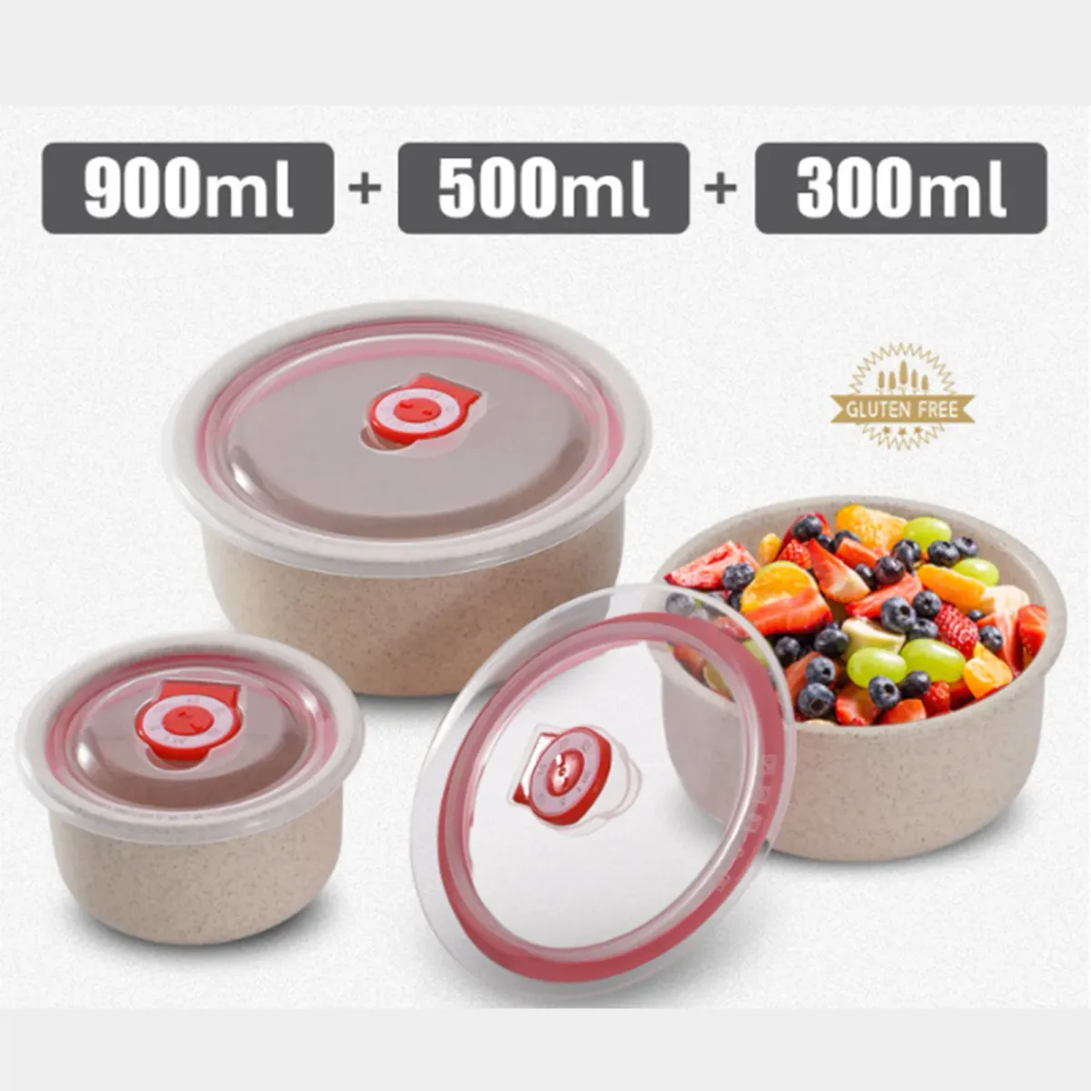 3-Piece Wheat Straw Bento Box Set - Leak-Proof, Airtight Food Storage Containers for Meal Prep, Kitchen, Picnic, Takeout - Eco-Friendly & Microwave Safe showcase 1