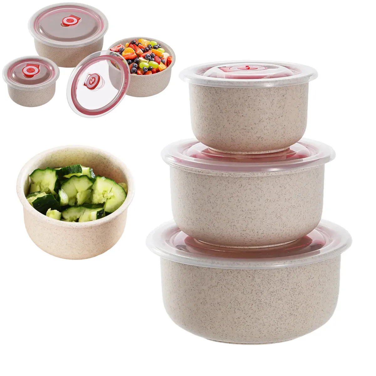 3-Piece Wheat Straw Bento Box Set - Leak-Proof, Airtight Food Storage Containers for Meal Prep, Kitchen, Picnic, Takeout - Eco-Friendly & Microwave Safe showcase 8