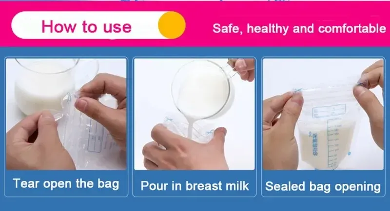 250ml Self-Standing Breastmilk Storage Bags - Leak-Proof, BPA-Free Baby Food Freezer Containers with Date/Time/Amount Record Section, 30 Count showcase 1