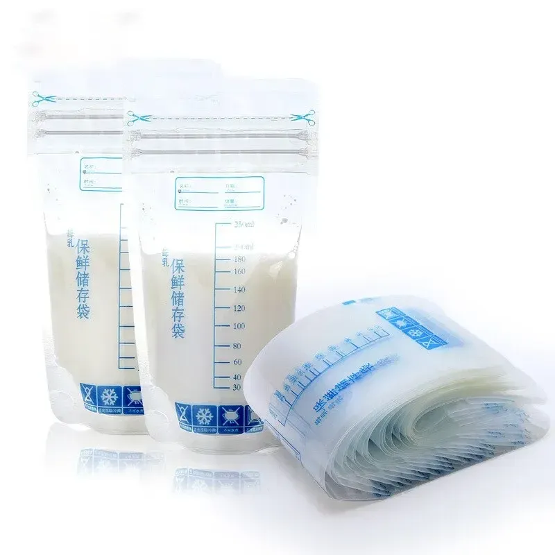 250ml Self-Standing Breastmilk Storage Bags - Leak-Proof, BPA-Free Baby Food Freezer Containers with Date/Time/Amount Record Section, 30 Count