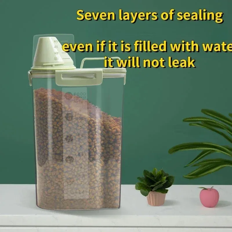Airtight Pet Food Storage Container with Measuring Cup, Waterproof Portable Bucket Dispenser and Handle for Dry Kibble, Ideal for Dog and Cat Owners in Ghana thumbnail 2