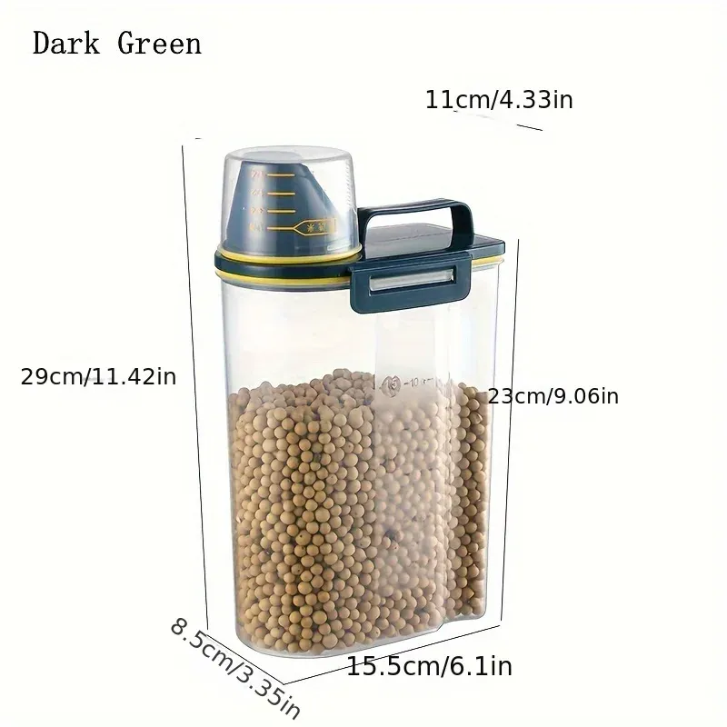 Airtight Pet Food Storage Container with Measuring Cup, Waterproof Portable Bucket Dispenser and Handle for Dry Kibble, Ideal for Dog and Cat Owners in Ghana thumbnail 6