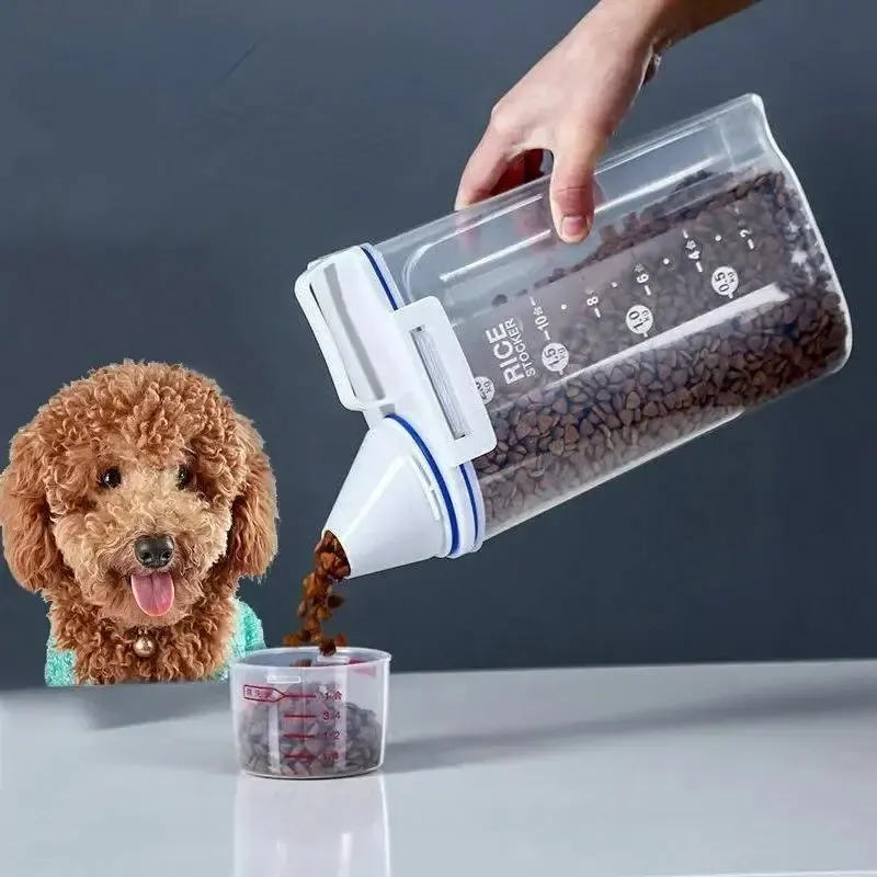 Airtight Pet Food Storage Container with Measuring Cup, Waterproof Portable Bucket Dispenser and Handle for Dry Kibble, Ideal for Dog and Cat Owners in Ghana showcase 1