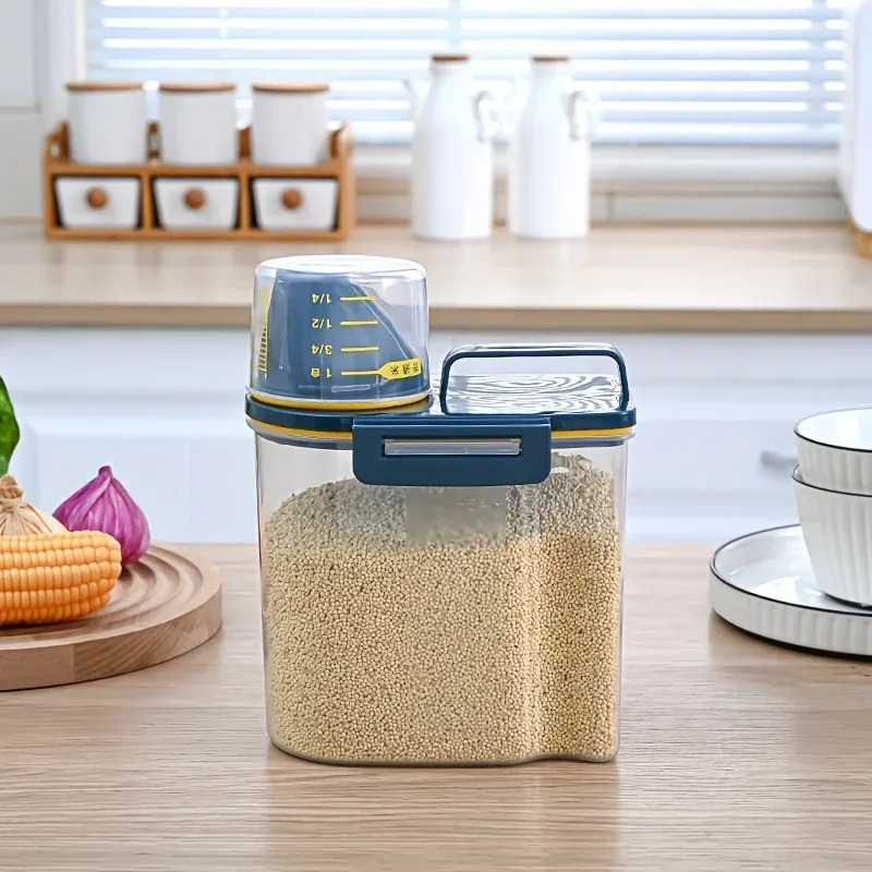 Airtight Pet Food Storage Container with Measuring Cup, Waterproof Portable Bucket Dispenser and Handle for Dry Kibble, Ideal for Dog and Cat Owners in Ghana thumbnail 4