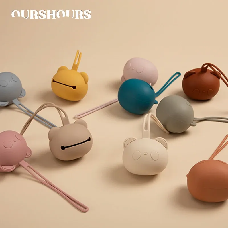 Portable Baby Silicone Pacifier Holder Case BPA Free Food Grade Newborn Soother Container with Cartoon Panda Design for Travel and Storage