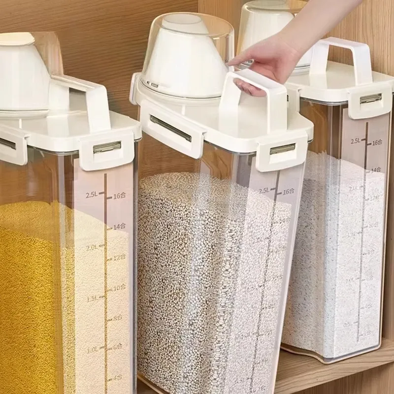 2.5L Airtight Food Storage Container with Lid - Portable Kitchen Organizer for Grains, Flour, Rice, Laundry Detergent - Clear Scale Design showcase 1