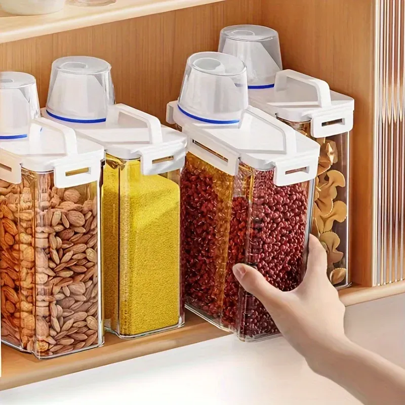 2.5L Airtight Food Storage Container with Lid - Portable Kitchen Organizer for Grains, Flour, Rice, Laundry Detergent - Clear Scale Design thumbnail 4