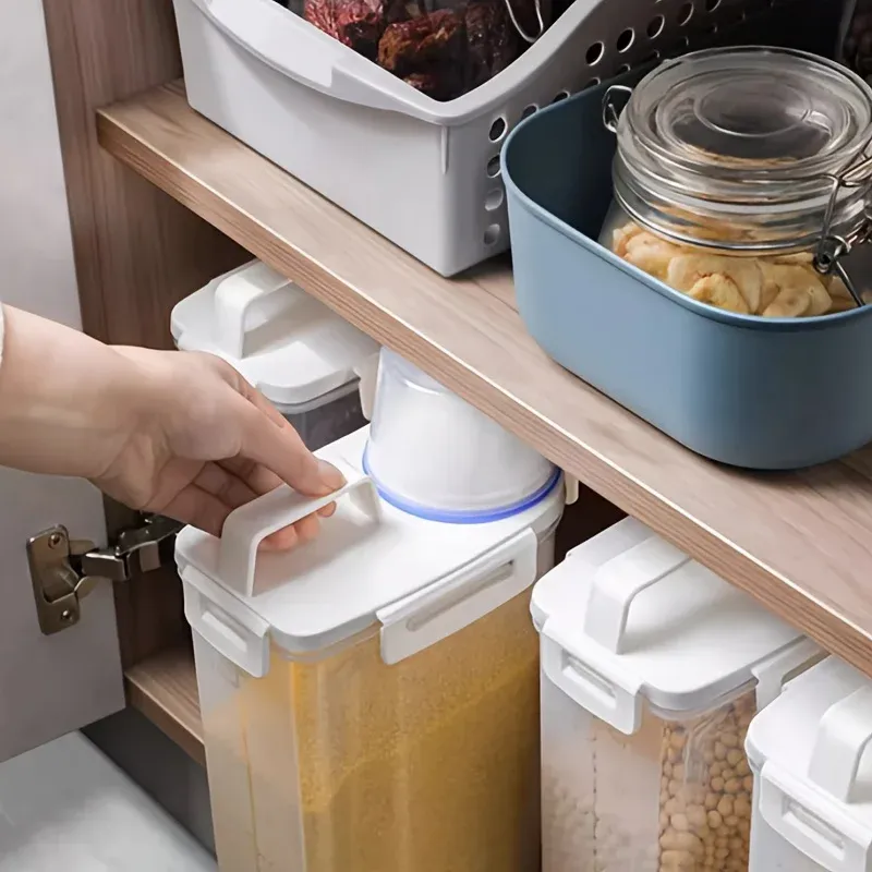 2.5L Airtight Food Storage Container with Lid - Portable Kitchen Organizer for Grains, Flour, Rice, Laundry Detergent - Clear Scale Design thumbnail 5