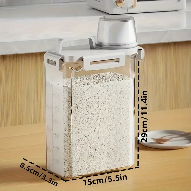 2.5L Airtight Food Storage Container with Lid - Portable Kitchen Organizer for Grains, Flour, Rice, Laundry Detergent - Clear Scale Design thumbnail 3