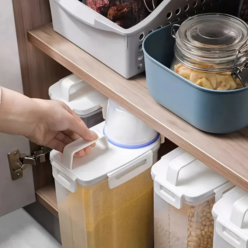 2.5L Airtight Food Storage Container with Lid - Portable Kitchen Organizer for Grains, Flour, Rice, Laundry Detergent - Clear Scale Design showcase 6