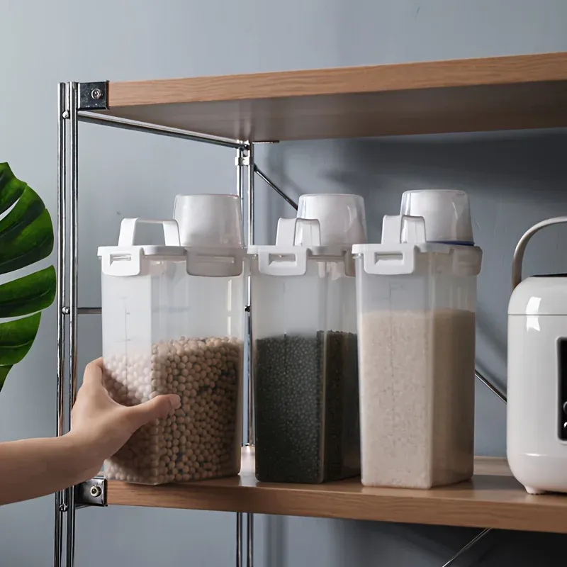 2.5L Airtight Food Storage Container with Lid - Portable Kitchen Organizer for Grains, Flour, Rice, Laundry Detergent - Clear Scale Design thumbnail 6