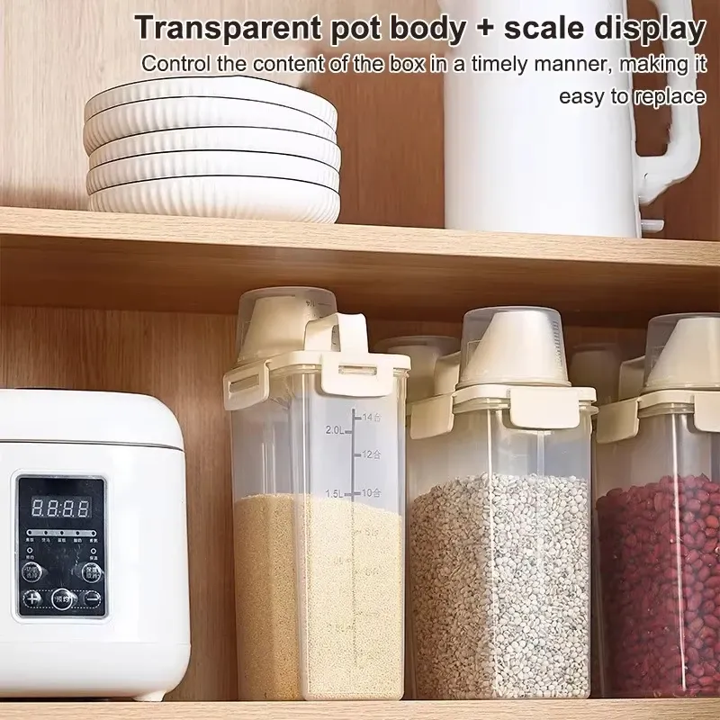 2.5L Airtight Food Storage Container with Lid - Portable Kitchen Organizer for Grains, Flour, Rice, Laundry Detergent - Clear Scale Design showcase 2