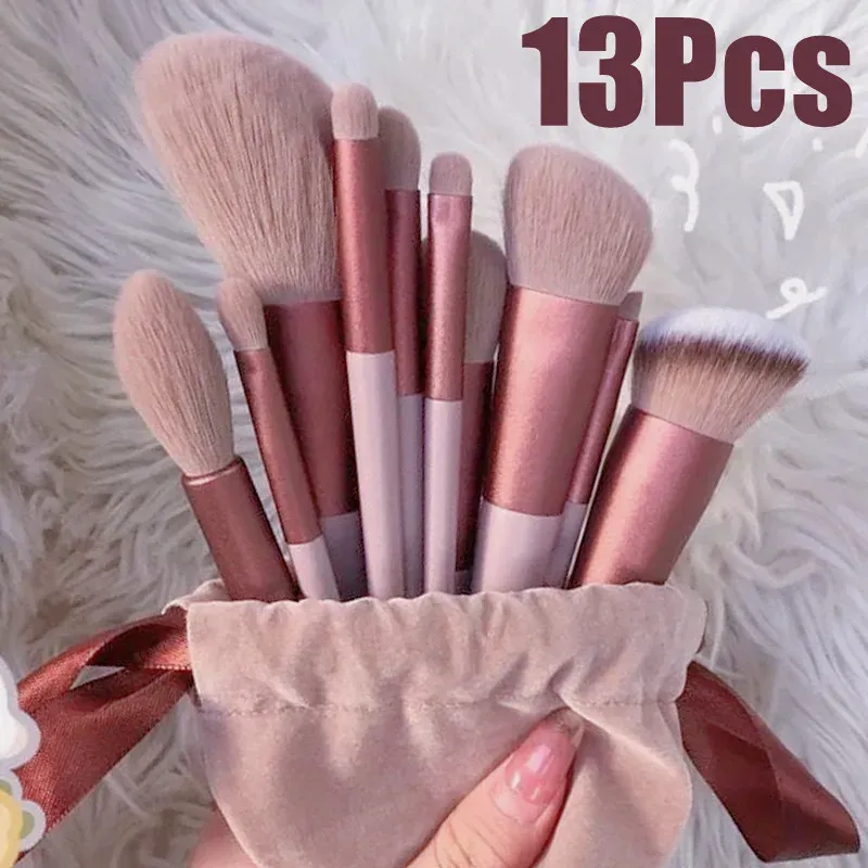 13-Piece Professional Makeup Brush Set for Women - Soft Cosmetic Tools for Eyeshadow, Foundation, Blush, and More - Includes Bag thumbnail 1