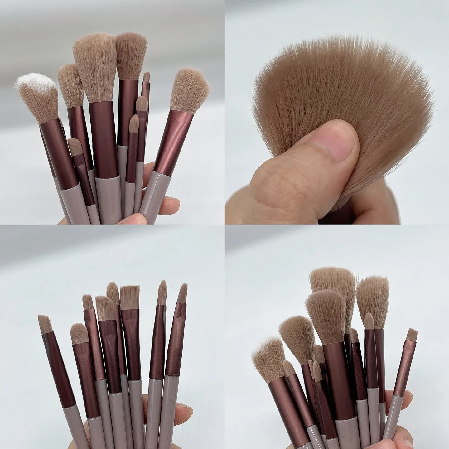 13-Piece Professional Makeup Brush Set for Women - Soft Cosmetic Tools for Eyeshadow, Foundation, Blush, and More - Includes Bag thumbnail 5