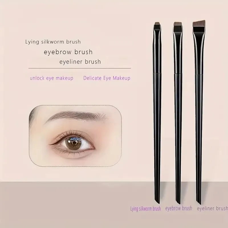 3-Piece Professional Makeup Brush Set: Sickle Eyeliner, Fine Angled Eyebrow, Ultra-Fine Eyeshadow Brushes for Precision Application showcase 4
