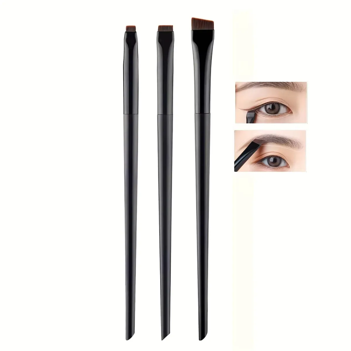 3-Piece Professional Makeup Brush Set: Sickle Eyeliner, Fine Angled Eyebrow, Ultra-Fine Eyeshadow Brushes for Precision Application showcase 7