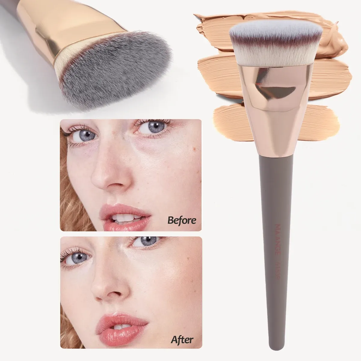 MAANGE Flat Top Foundation Brush with Box - Synthetic Hair, Skin-Friendly, Portable Makeup Tool for Powder, Blush, Concealer - Professional Kabuki Blending showcase 11