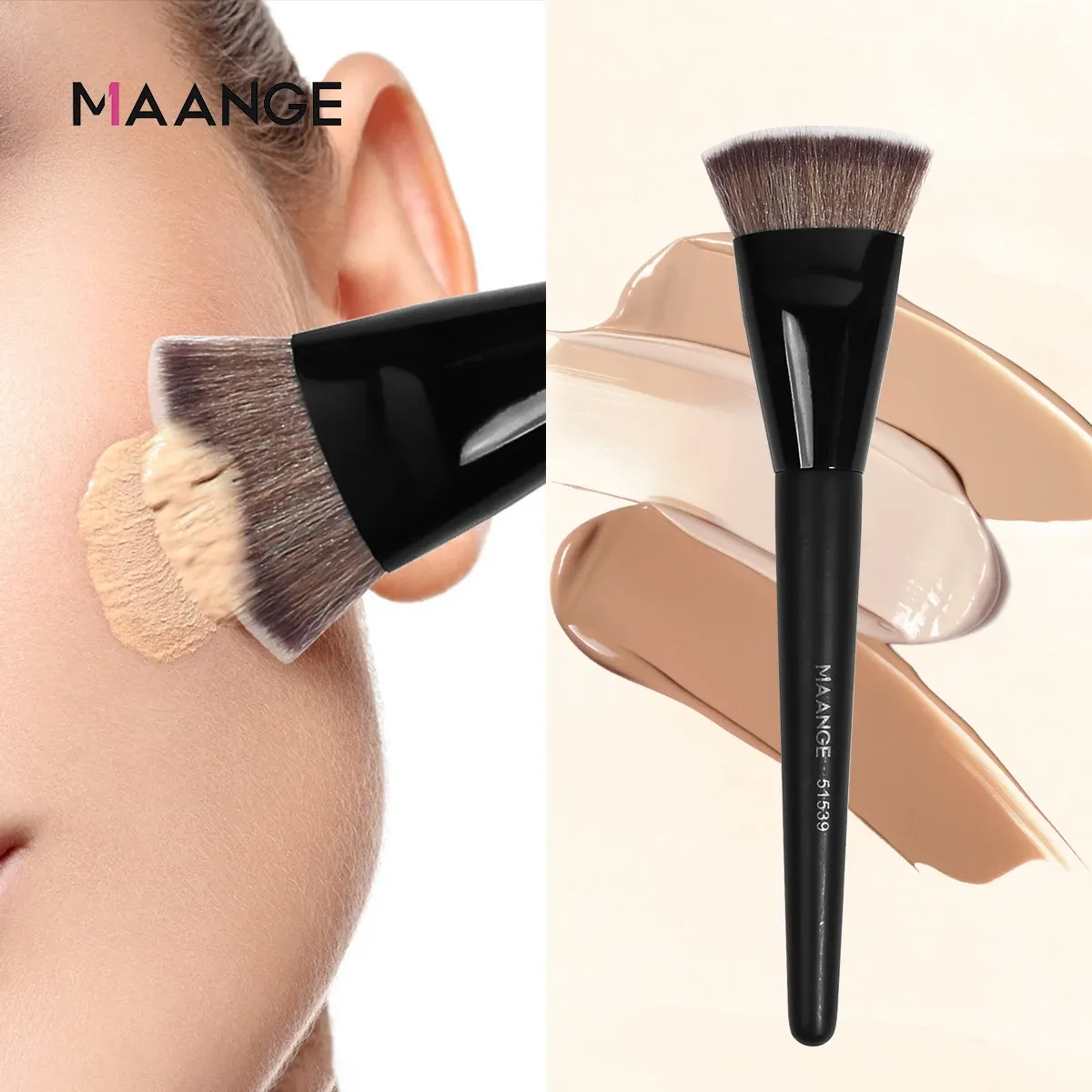 MAANGE Flat Top Foundation Brush with Box - Synthetic Hair, Skin-Friendly, Portable Makeup Tool for Blush, Concealer, and Powder Application thumbnail 3