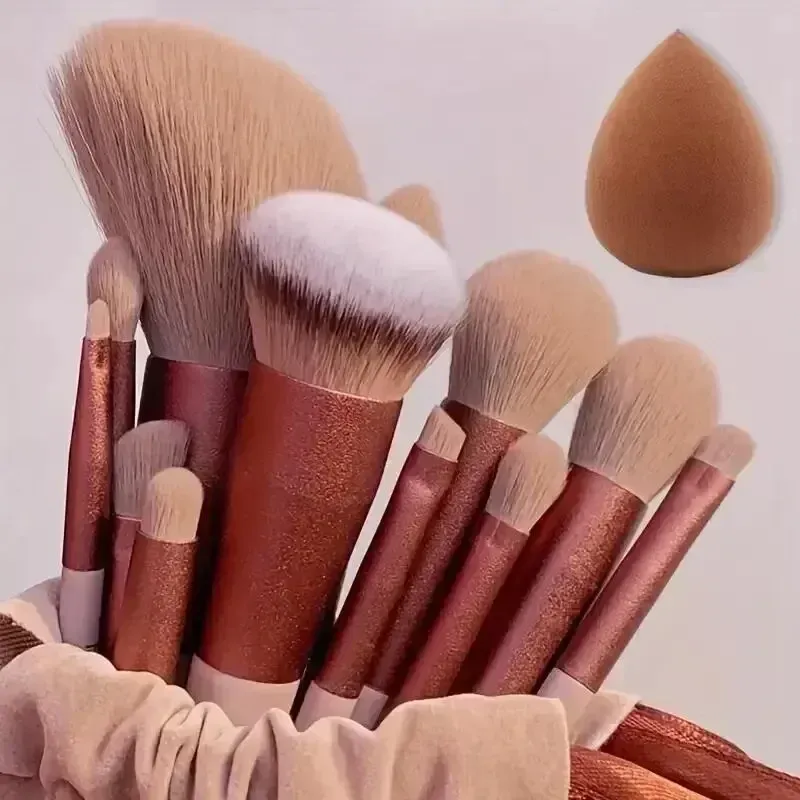 Professional 10-Piece Makeup Brush Set: Soft Fluffy Kabuki Blending Foundation Powder Eyeshadow Cosmetic Beauty Tools with Storage Bag thumbnail 1