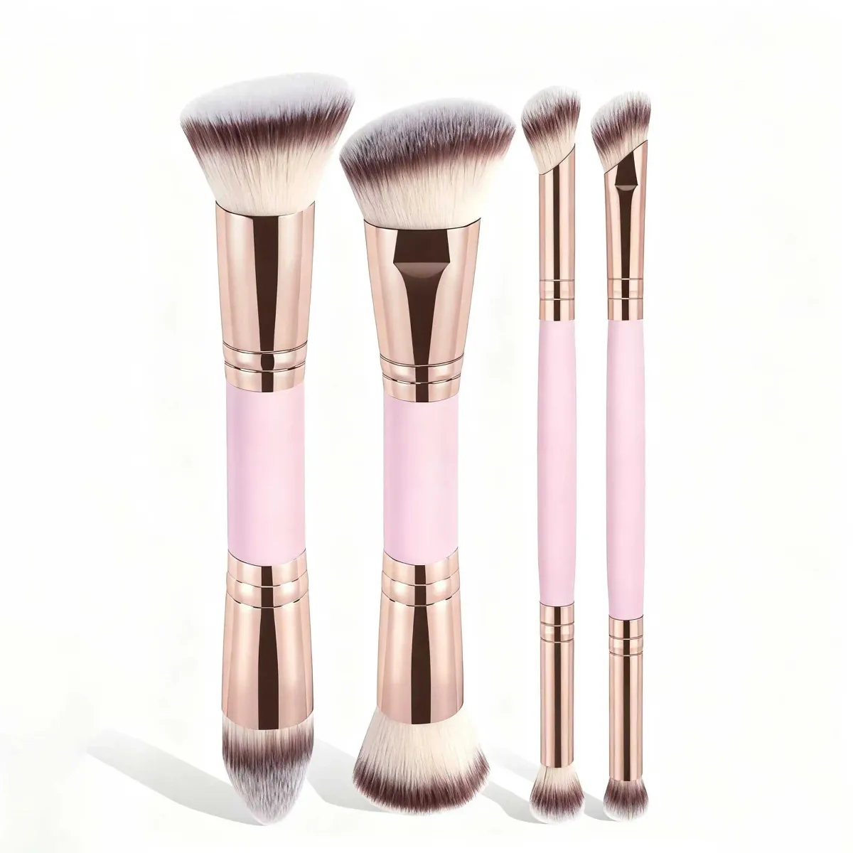 4pcs Dual-Ended Makeup Brush Set with Box | Wool Fiber Foundation, Powder, Blush, Eyeshadow Brushes | Beginner Travel Kit | Chemical-Free showcase 12