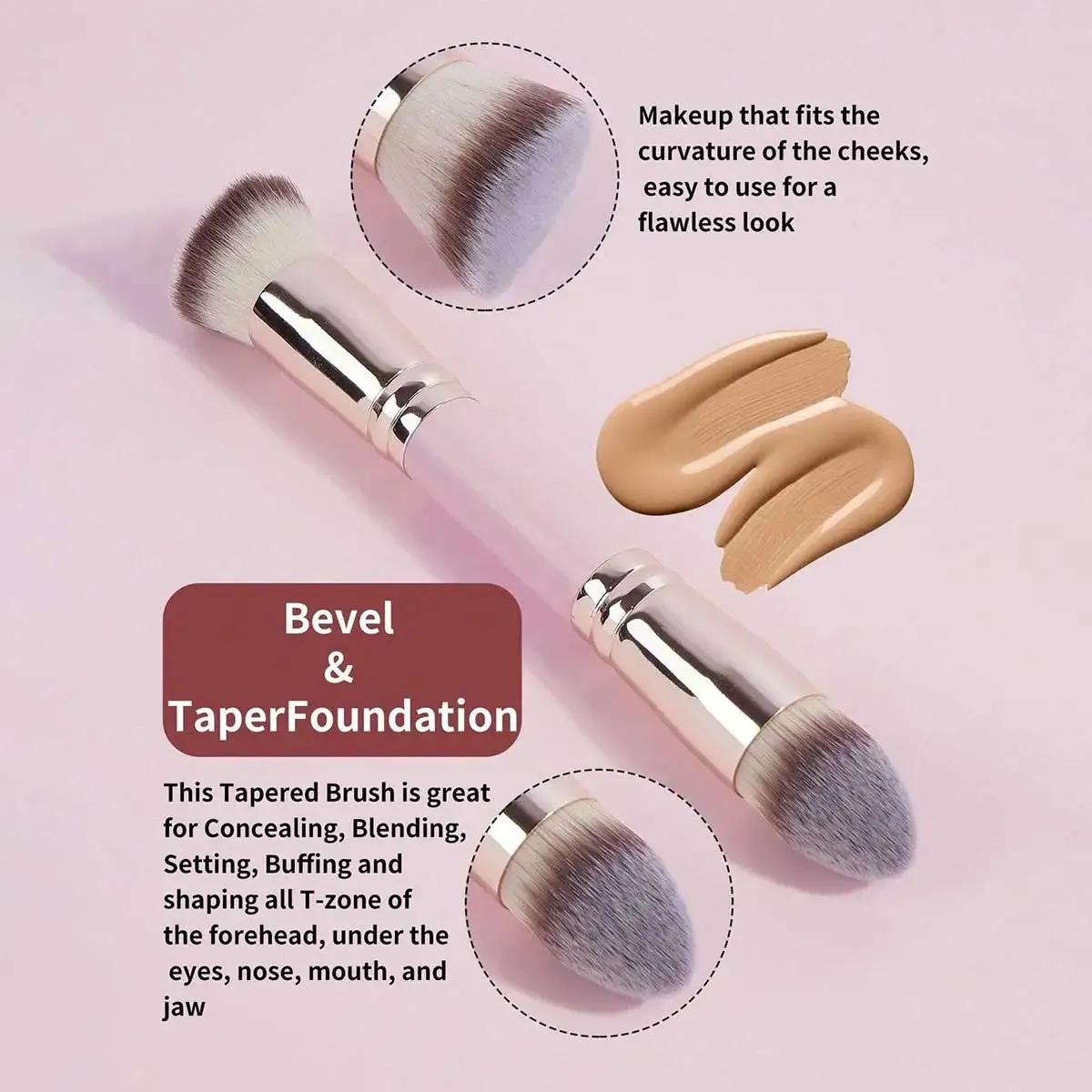 4pcs Dual-Ended Makeup Brush Set with Box | Wool Fiber Foundation, Powder, Blush, Eyeshadow Brushes | Beginner Travel Kit | Chemical-Free thumbnail 5