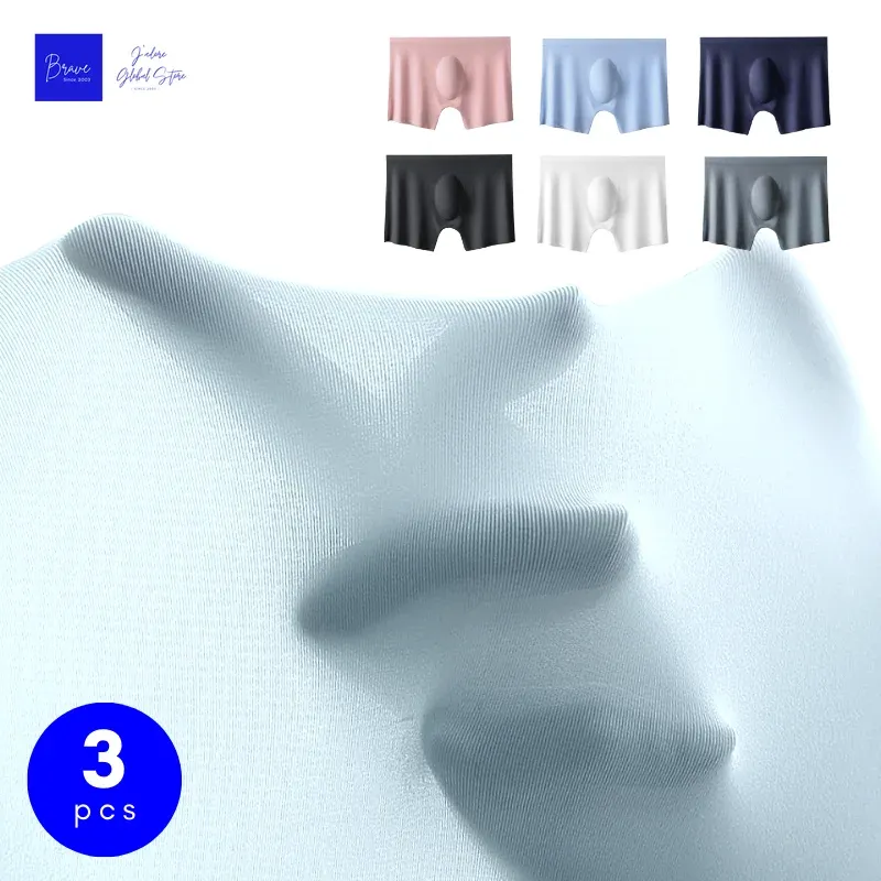 3 Pack Men's Ice Silk Boxer Shorts - Seamless, Sexy, Breathable Underwear Briefs for Ultimate Comfort and Quick Dry Performance thumbnail 2