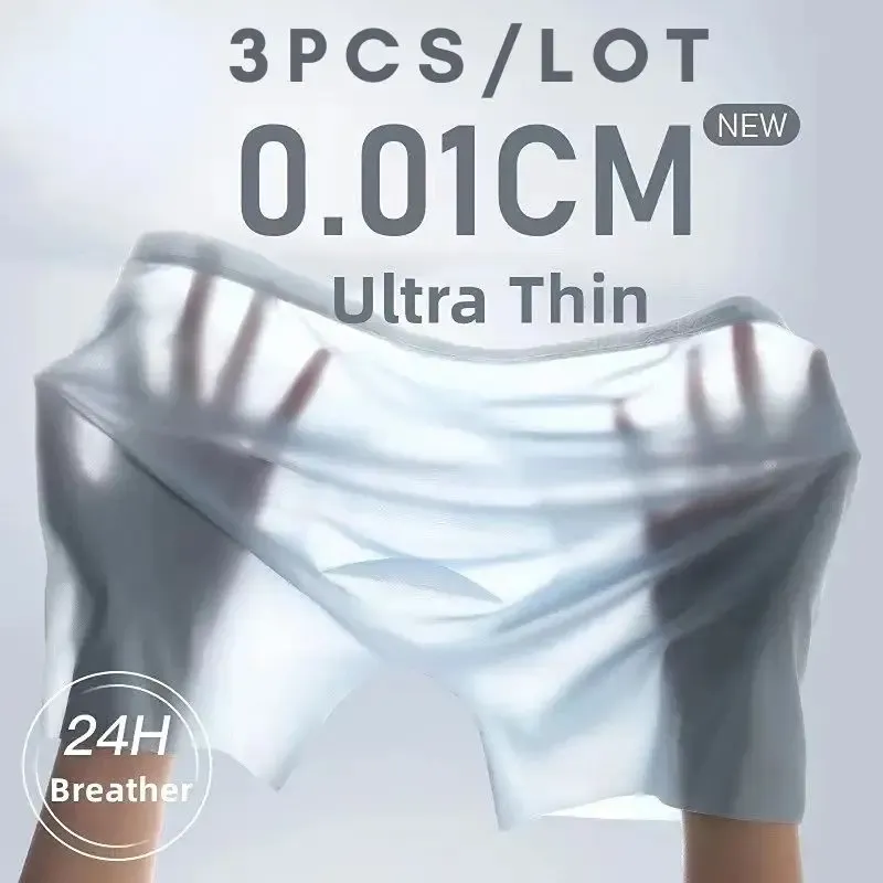 3 Pack Men's Ice Silk Boxer Shorts - Seamless, Sexy, Breathable Underwear Briefs for Ultimate Comfort and Quick Dry Performance