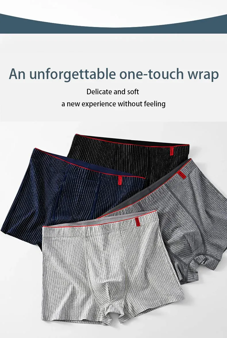 4-Pack Men's Striped Boxer Briefs - Soft, Breathable, Comfortable Cotton Underwear for Casual Everyday Wear showcase 2