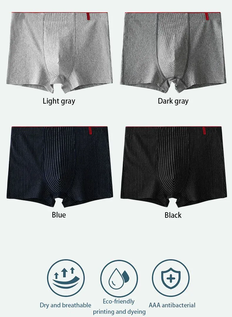 4-Pack Men's Striped Boxer Briefs - Soft, Breathable, Comfortable Cotton Underwear for Casual Everyday Wear showcase 12