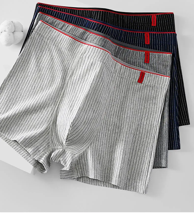 4-Pack Men's Striped Boxer Briefs - Soft, Breathable, Comfortable Cotton Underwear for Casual Everyday Wear showcase 9