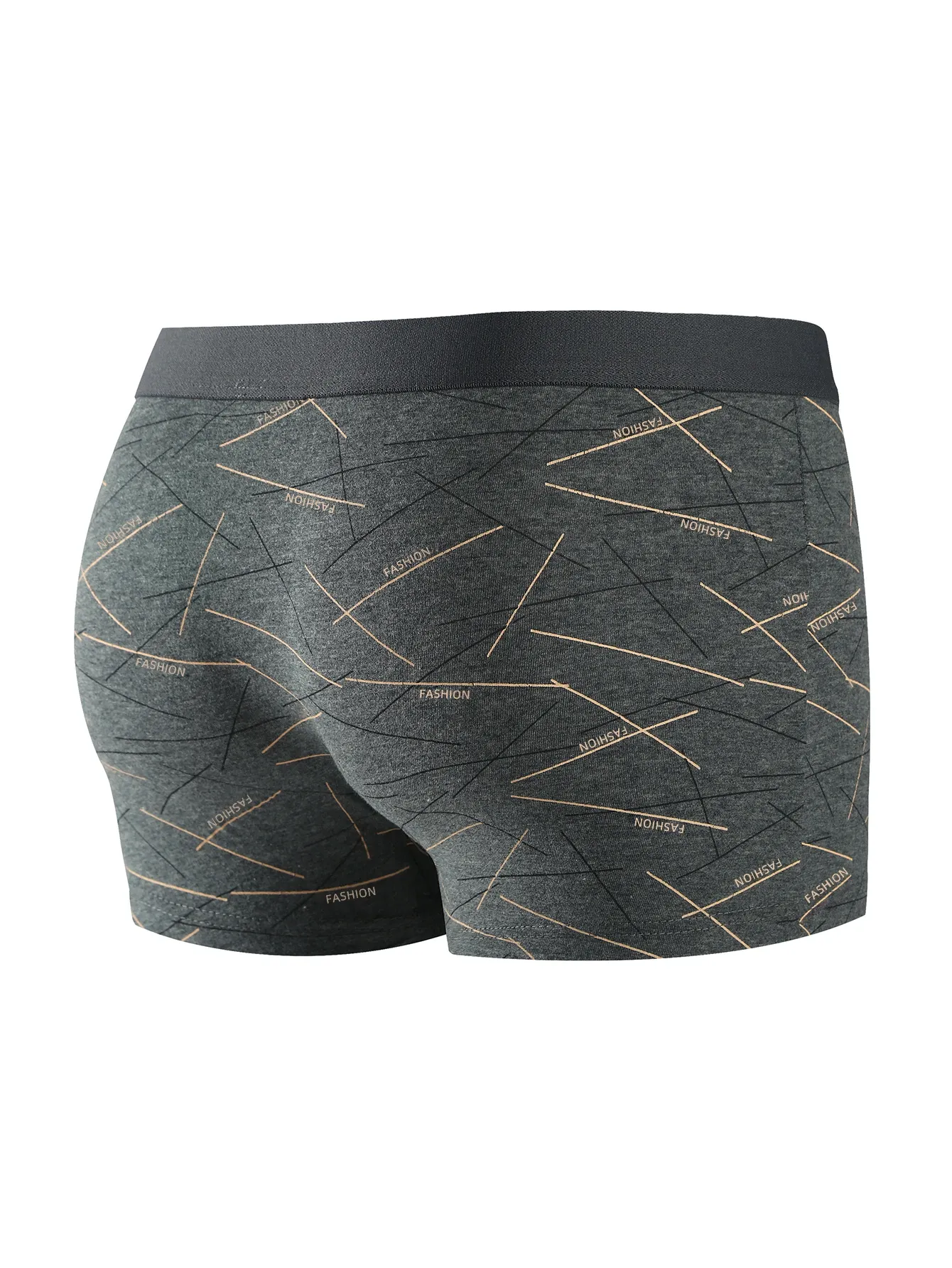 4pcs Men's Underwear Boxer Briefs - Comfortable Soft Fashionable Daily Line Print Sporty Breathable Intimate Apparel thumbnail 2