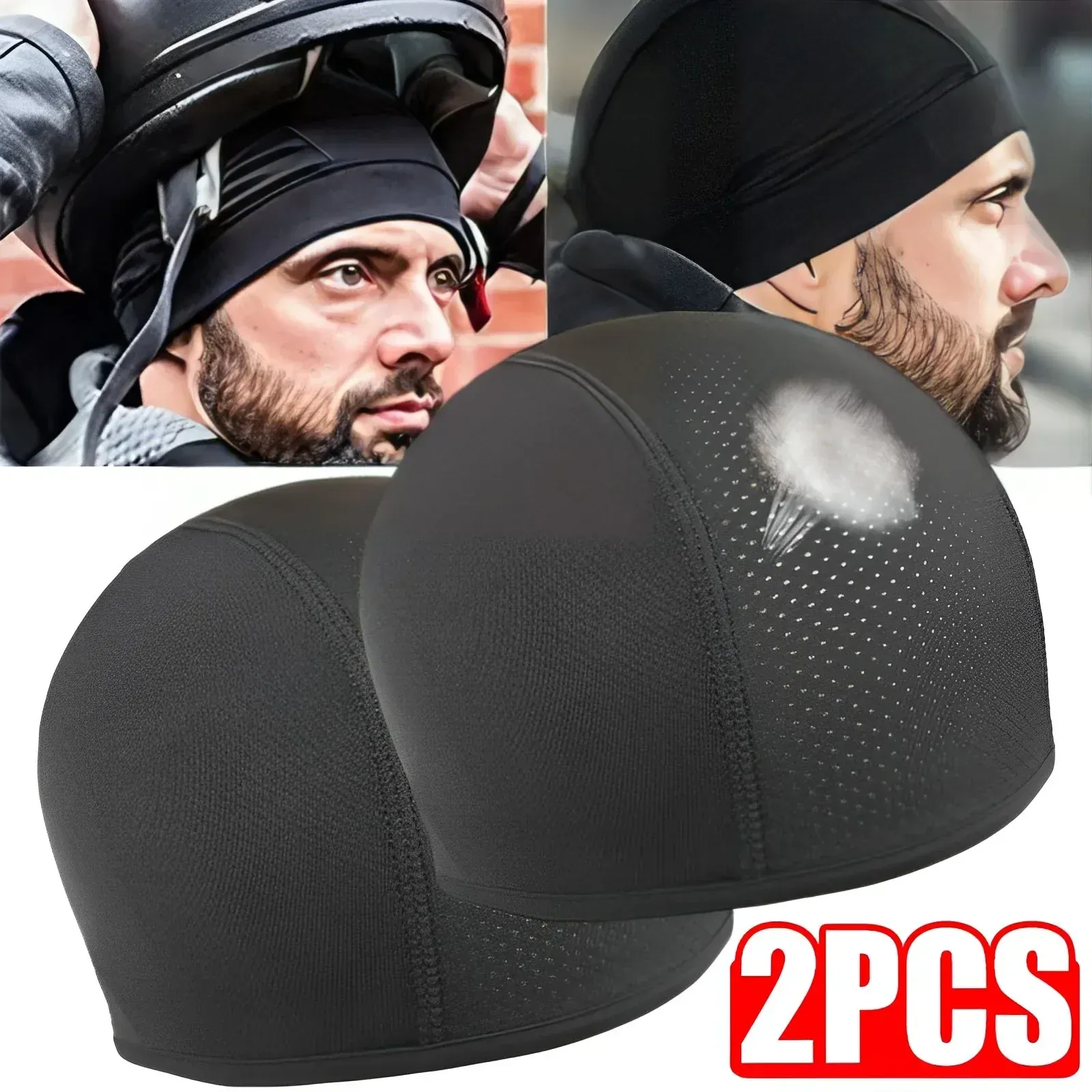 Quick Dry Motorcycle Helmet Inner Cap Hat - Breathable Beanie for Racing & Motocross, Lightweight & Stretchy Polyester Spandex Blend for Men & Women thumbnail 2