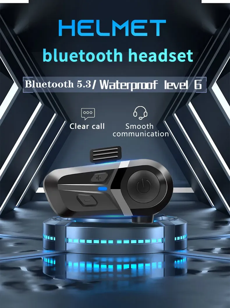 Bluetooth 5.3 Wireless Motorcycle Helmet Headset - Hands-free Calling, Waterproof Earphone & Music Player for Riders showcase 3