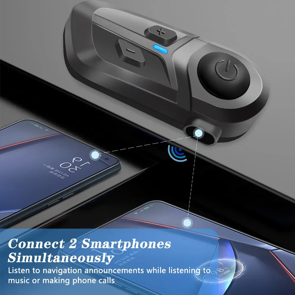 Bluetooth 5.3 Wireless Motorcycle Helmet Headset - Hands-free Calling, Waterproof Earphone & Music Player for Riders thumbnail 4