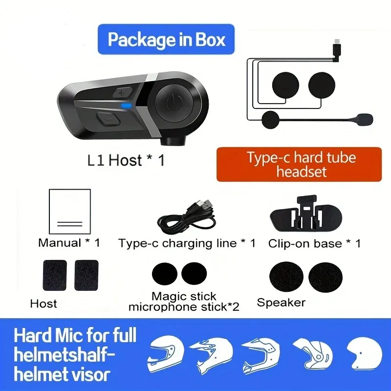 Bluetooth 5.3 Wireless Motorcycle Helmet Headset - Hands-free Calling, Waterproof Earphone & Music Player for Riders showcase 2