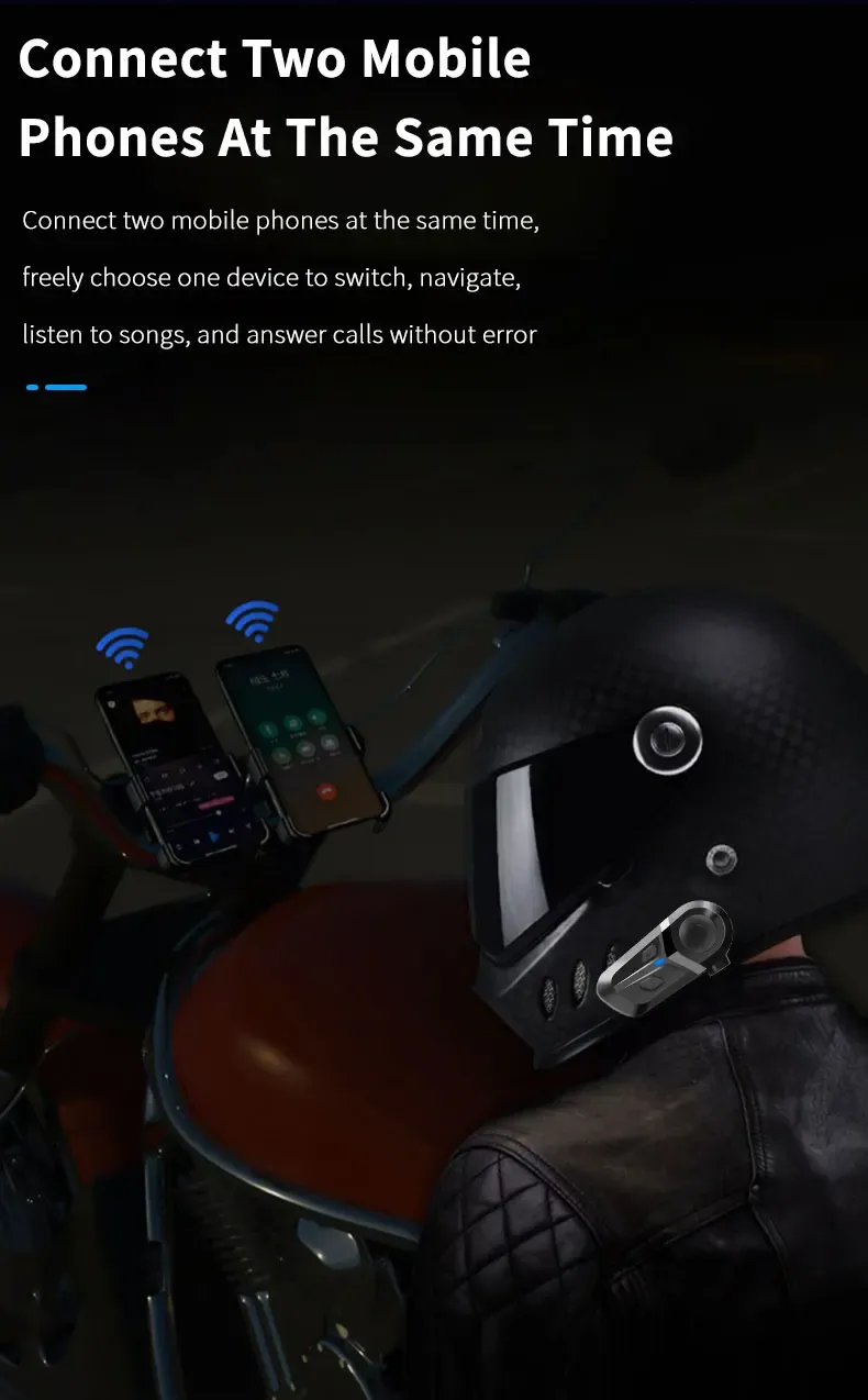 Bluetooth 5.3 Wireless Motorcycle Helmet Headset - Hands-free Calling, Waterproof Earphone & Music Player for Riders showcase 8